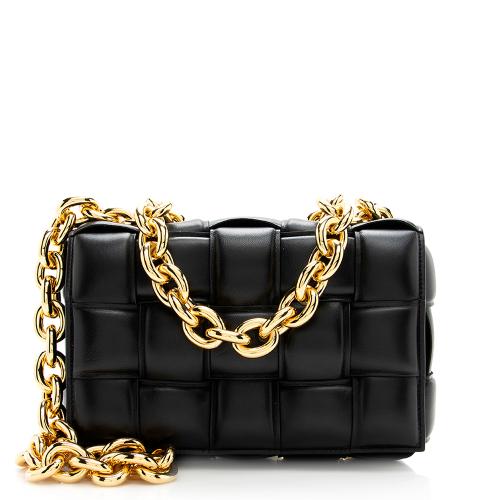 Bottega Veneta Lambskin Cassette Chain Maxi Shoulder Bag