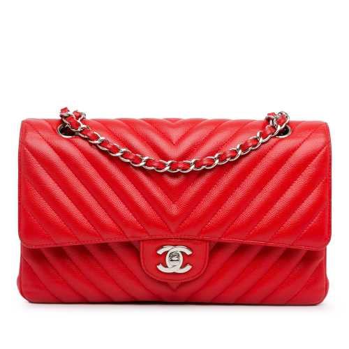 Chanel Medium Classic Chevron Caviar Double Flap