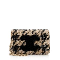 Chanel Tweed Shearling Wallet on Chain