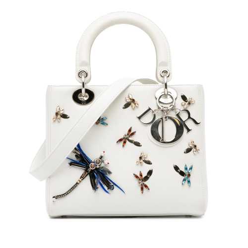 Dior Medium Calfskin Dragonfly Embellished Lady Dior