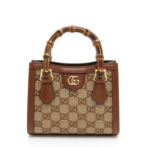 Gucci Crystal GG Canvas Bamboo Diana Mini Tote 