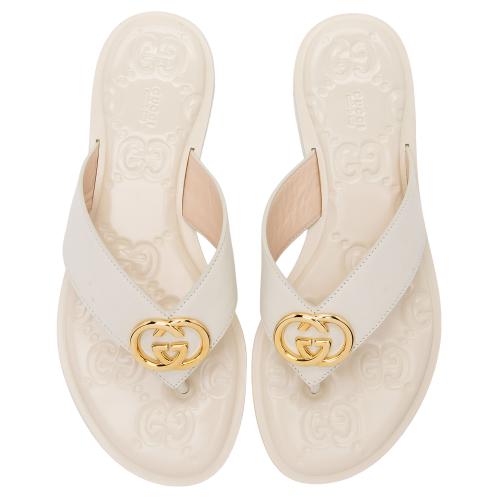 Gucci GG Embossed Interlocking G Thong Sandals - Size 8.5 / 38.5