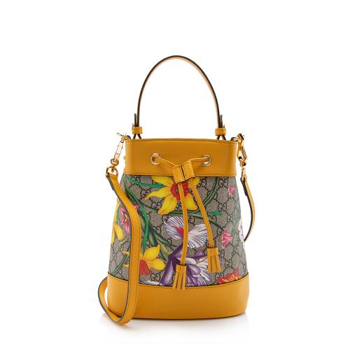 Gucci GG Supreme Flora Ophidia Small Bucket Bag