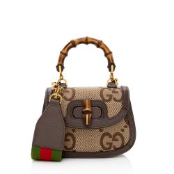 Gucci Jumbo GG Canvas Bamboo 1947 Mini Top Handle Bag