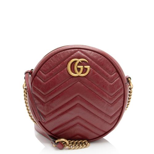 Gucci Matelasse Leather GG Marmont Round Mini Shoulder Bag