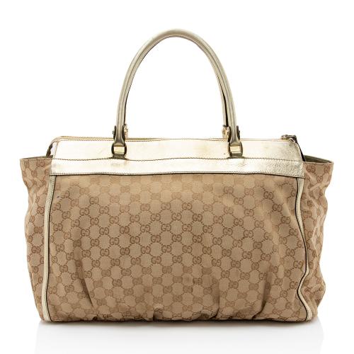 Gucci Metallic GG Canvas Abbey D-Ring Tote