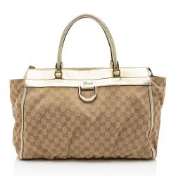 Gucci Metallic GG Canvas Abbey D-Ring Tote