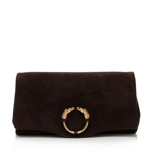 Gucci Nubuck Leather Ribot Clutch