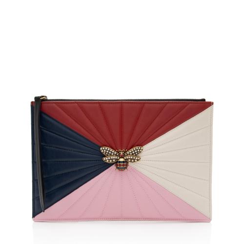 Gucci Quilted Leather Queen Margaret Bee Zip Clutch