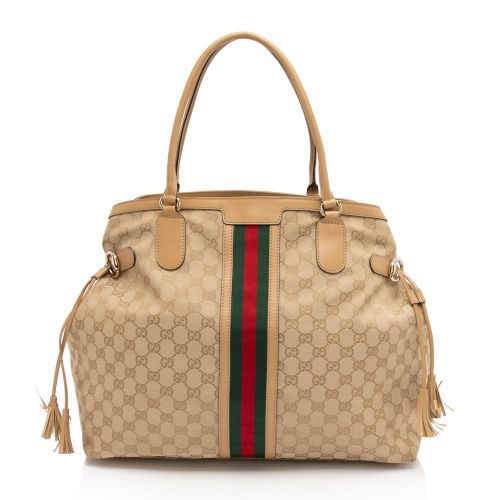 Gucci Vintage GG Canvas Web Tassel Tote