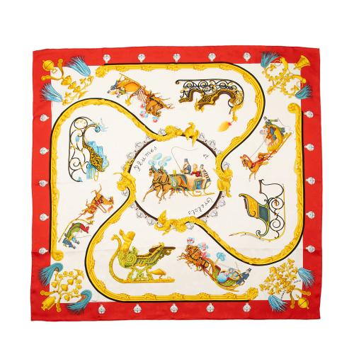 Hermes Silk Plumes et Grelots 90cm Scarf