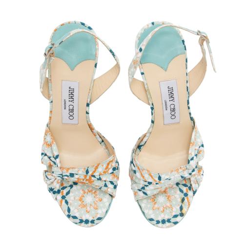 Jimmy Choo Floral Printed Wedge Sandals - Size 7 / 37