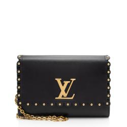 Louis Vuitton Calfskin Studded Chain Louise Shoulder Bag