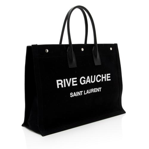 Saint Laurent Canvas Calfskin Rive Gauche Large Tote