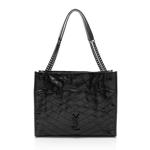 Saint Laurent Crinkled Calfskin Monogram Niki Medium Shopping Tote