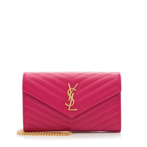 Saint Laurent Matelasse Grain de Poudre Monogram Chain Wallet