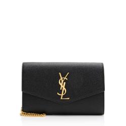 Saint Laurent Grain De Poudre Monogram Uptown Chain Wallet