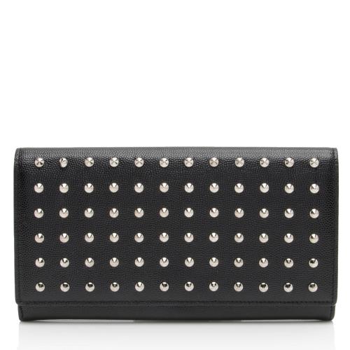 Saint Laurent Grain de Poudre Studded Marquage Flap Wallet