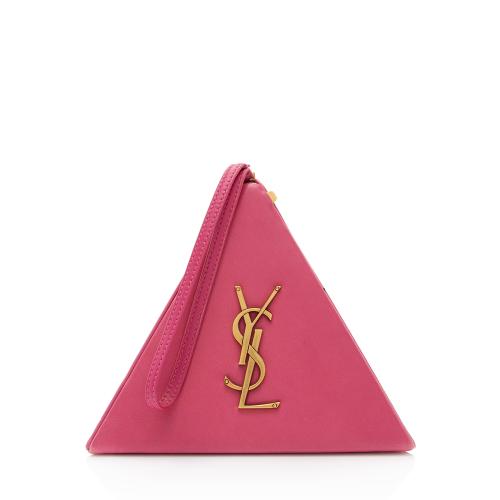 Saint Laurent Lambskin Monogram Pyramid Clutch