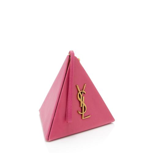 Saint Laurent Lambskin Monogram Pyramid Clutch