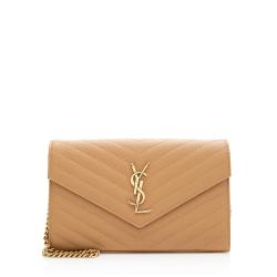 Saint Laurent Matelasse Grain de Poudre Monogram Chain Wallet