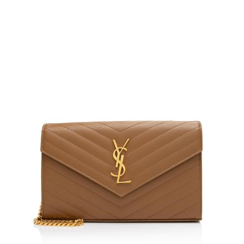 Saint Laurent Matelasse Grain de Poudre Monogram Chain Wallet