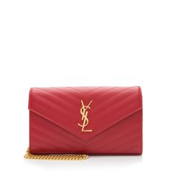 Saint Laurent Matelasse Grain de Poudre Monogram Chain Wallet