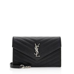 Saint Laurent Matelasse Grain de Poudre Monogram Envelope Chain Wallet