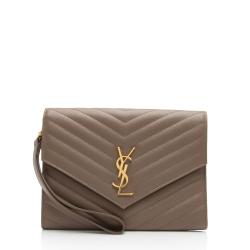 Saint Laurent Matelasse Grain de Poudre Monogram Envelope Pouch