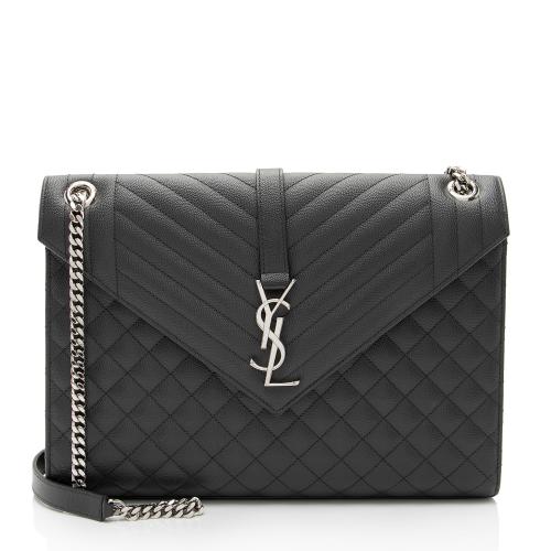 Saint Laurent Mixed Matelasse Grain de Poudre Monogram Large Envelope Bag