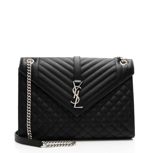 Saint Laurent Mixed Matelasse Grain de Poudre Monogram Large Envelope Bag