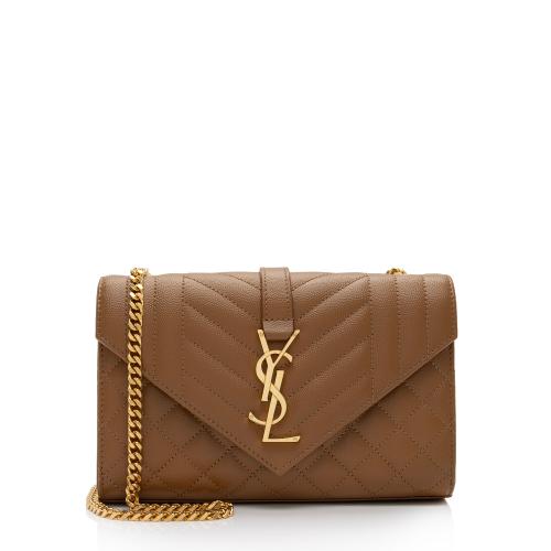 Saint Laurent Mixed Matelasse Grain de Poudre Monogram Small Shoulder Bag