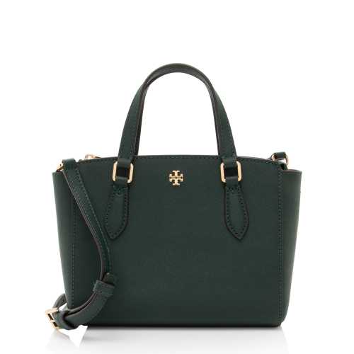 Tory Burch Saffiano Leather Emerson Top Zip Micro Tote