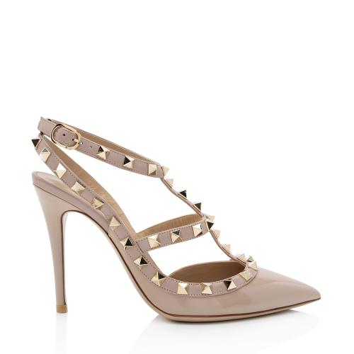 Valentino Leather Rockstud T-Strap Pumps - Size 6 / 36