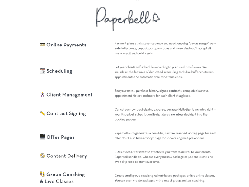 Paperbell features